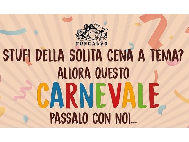 Moncalvo | Cena di Carnevale con la Pro Loco